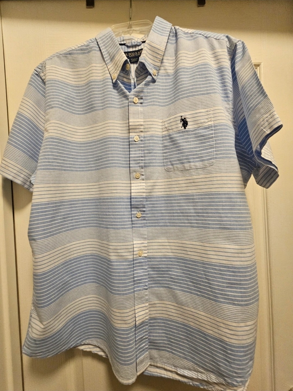 Polo by Ralph Lauren Light Blue & White Striped Short-Sleeve Button-Down Shirt
